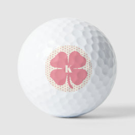 Lucky Pink Klee mit Monogramm Golfball