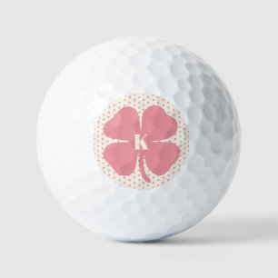 Lucky Pink Klee mit Monogramm Golfball