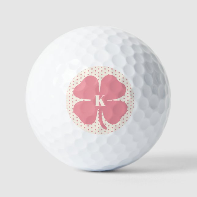 Lucky Pink Klee mit Monogramm Golfball (Vorderseite)