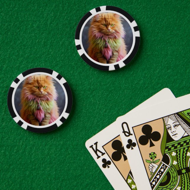 Lucky Pocker Chips für Katzen Liebhaber (Pokertisch (doppelt))