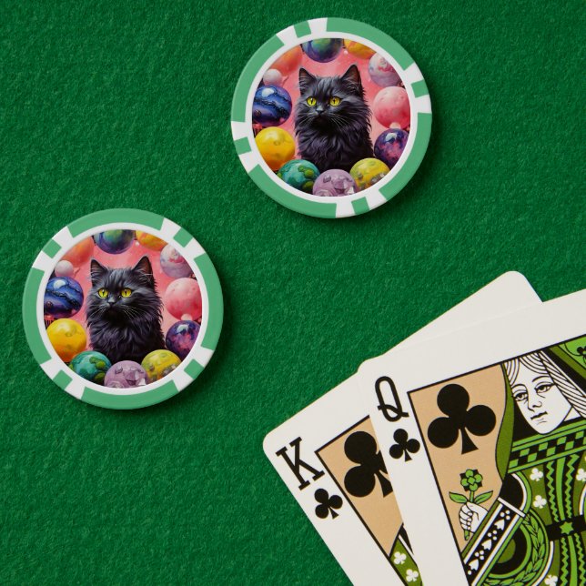 Lucky Poker Chips for Cat Lovers (Pokertisch (doppelt))