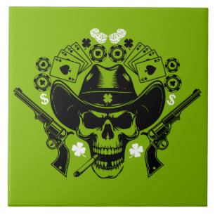 Lucky Poker Skull Fliese