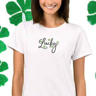 Lucky Polka Dot Kleeblatt Script St. Patrick's Day T-Shirt