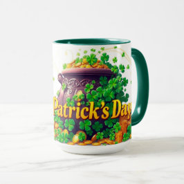 Lucky Pot of Gold Centered Shamrock Illustration Tasse