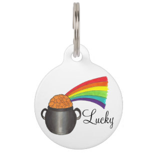 Lucky Pot of Gold Rainbow Personalisiert Hund Tag Tiermarke