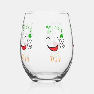 Lucky Pray Saint Dublin Day Patron Irish Weinglas Ohne Stiel