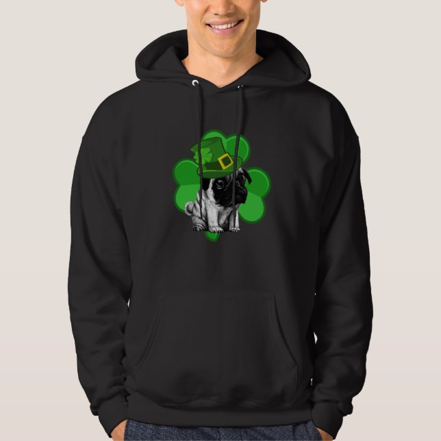 Lucky Pug St Patrick Shamrock C  Dog Dad Mom Boy G Hoodie (Vorderseite)