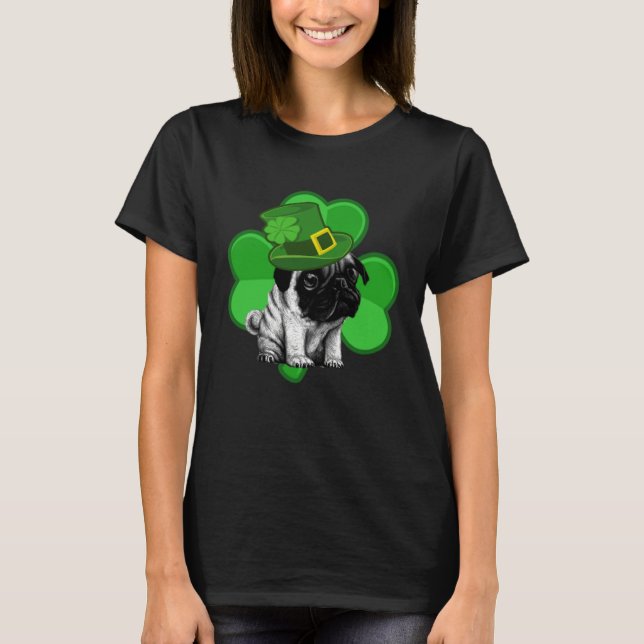 Lucky Pug St Patrick Shamrock C  Dog Dad Mom Boy G T-Shirt (Vorderseite)
