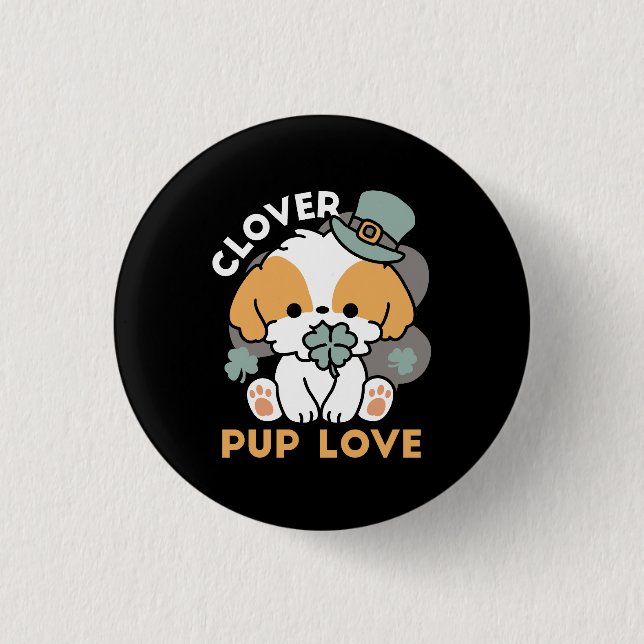 Lucky Pup mit Clover - St. Patrick's Day Gift Button (Vorderseite)