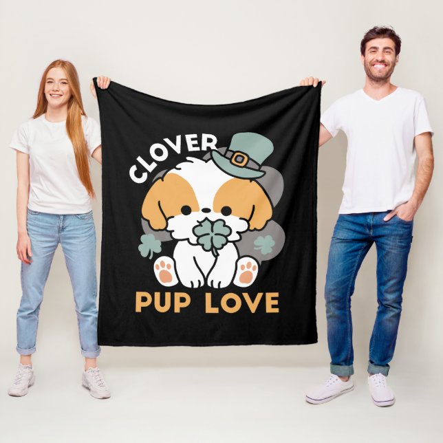 Lucky Pup mit Clover - St. Patrick's Day Gift Fleecedecke (Beispiel)