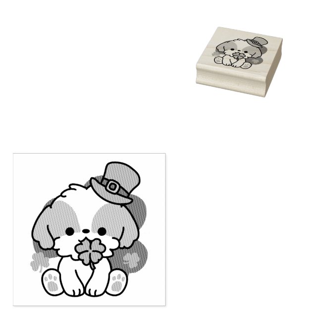 Lucky Pup mit Clover - St. Patrick's Day Gift Gummistempel (Stempel)
