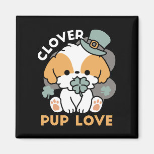 Lucky Pup mit Clover - St. Patrick's Day Gift Magnet