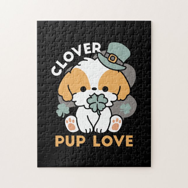 Lucky Pup mit Clover - St. Patrick's Day Gift Puzzle (Vertikal)