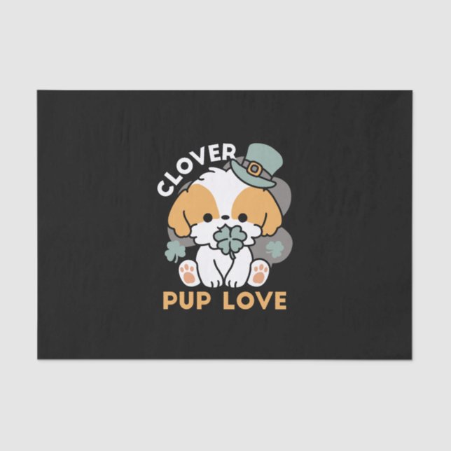 Lucky Pup mit Clover - St. Patrick's Day Gift Seidenpapier (Vorderseite)