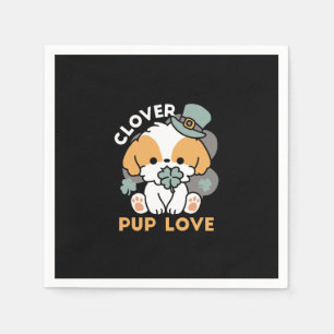 Lucky Pup mit Clover - St. Patrick's Day Gift Serviette