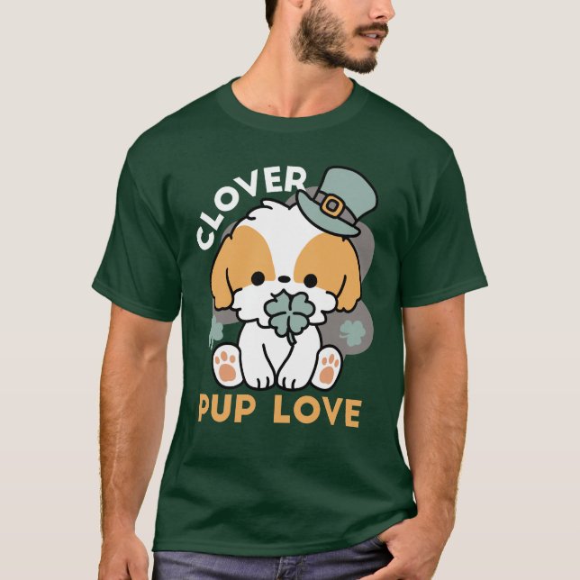 Lucky Pup mit Clover - St. Patrick's Day Gift T-Shirt (Vorderseite)