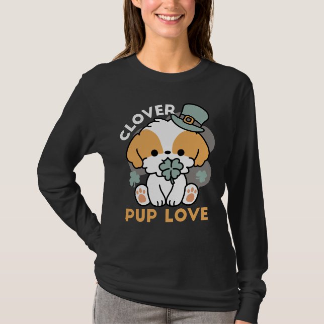 Lucky Pup mit Clover - St. Patrick's Day Gift T-Shirt (Vorderseite)