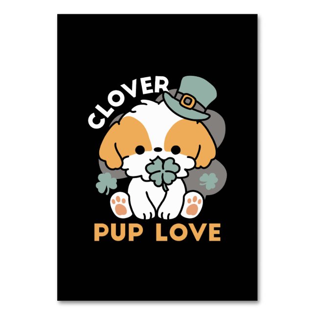 Lucky Pup mit Clover - St. Patrick's Day Gift Tischnummer (Vorderseite)
