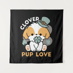 Lucky Pup mit Clover - St. Patrick's Day Gift Wandteppich