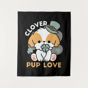Lucky Pup mit Clover - St. Patrick's Day Gift Wandteppich
