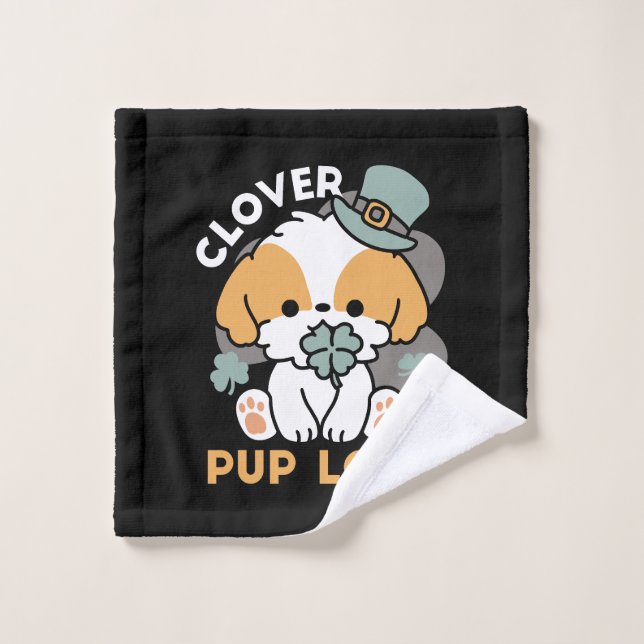 Lucky Pup mit Clover - St. Patrick's Day Gift Waschlappen (Waschlappen)