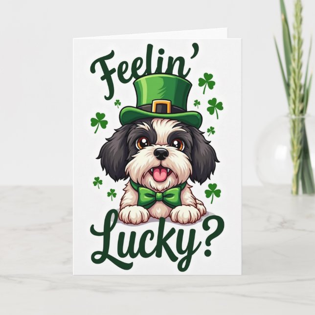 Lucky Puppy St. Patricks Day Karte (Vorderseite)