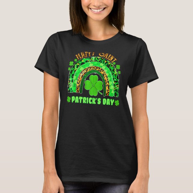 Lucky Rainbow Leopard Patrick Day Funny Green Sham T-Shirt (Vorderseite)