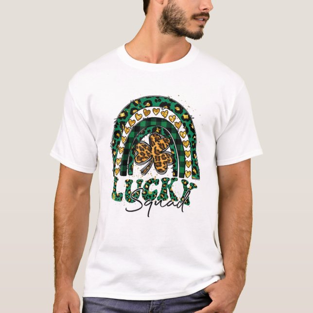 Lucky Rainbow St Patricks Day Leopard Squad Clou T-Shirt (Vorderseite)