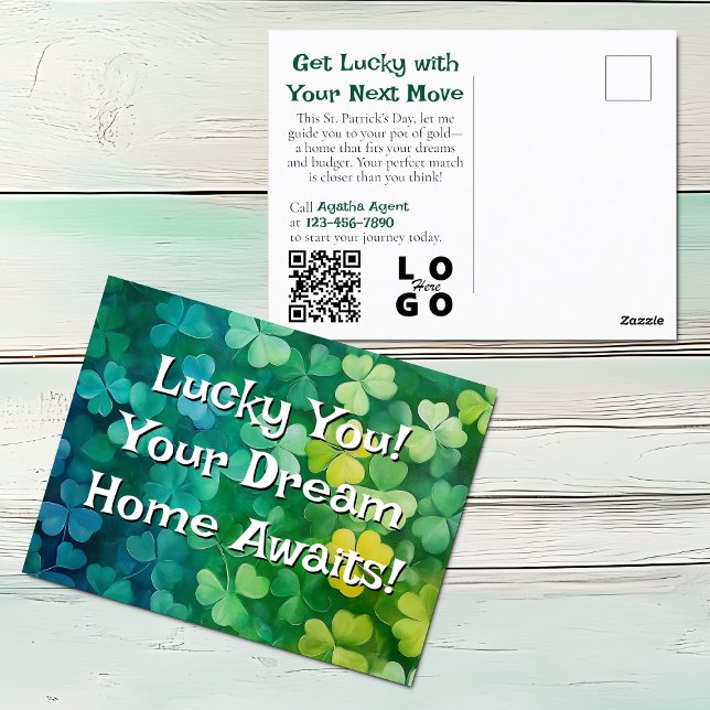 Lucky Real Anwesen, Realty, Realtor Marketing Postkarte (Von Creator hochgeladen)