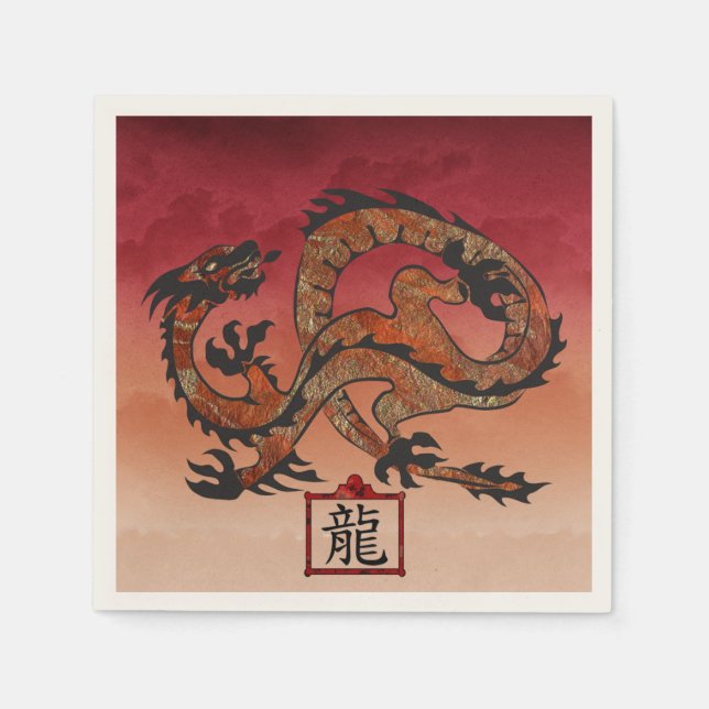 Lucky Red Dragon, 龙 Serviette (Vorderseite)