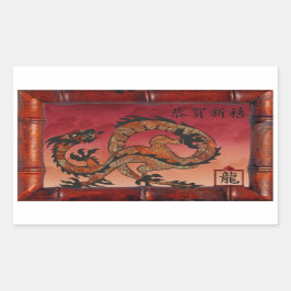 Lucky Red Dragon, chinesisches Neujahr Rechteckiger Aufkleber