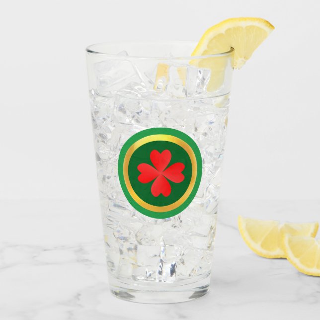 Lucky Red Vier-Blatt Kleber Glas (Rückseite Ice)