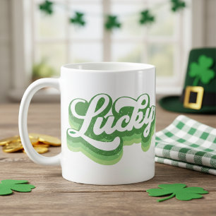 Lucky Retro Green und White St Patrick's Day Kaffeetasse