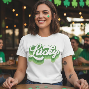 Lucky Retro Green und White St Patrick's Day T-Shirt
