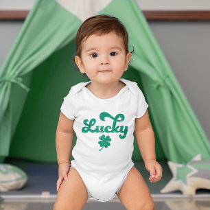 Lucky   Retro St Patrick's Day Baby Strampler