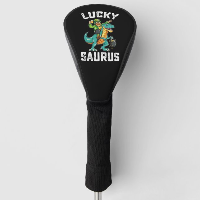 Lucky Saurus Dinosaur T Rex St Patrick's Day Golf Headcover (Vorderseite)