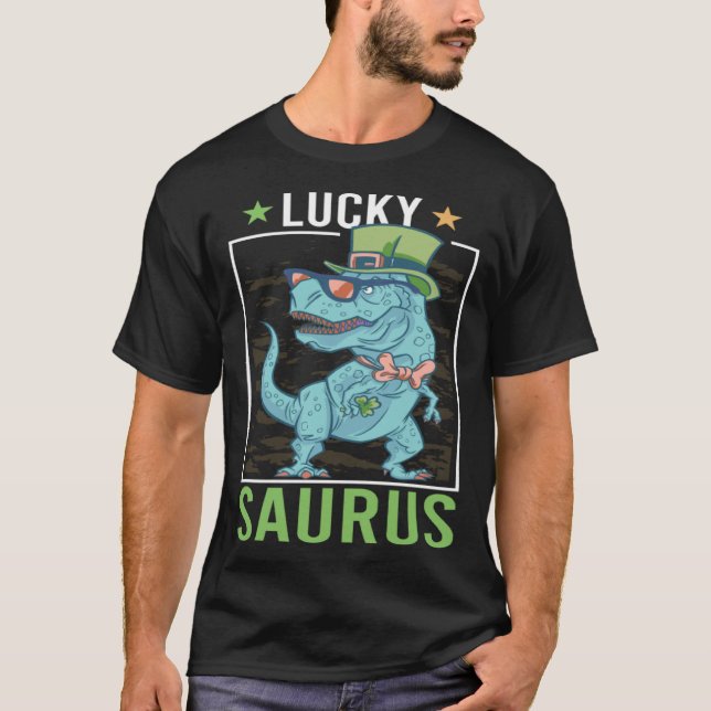 Lucky Saurus Irish Rex Dinosaur  St Patrick s Day  T-Shirt (Vorderseite)