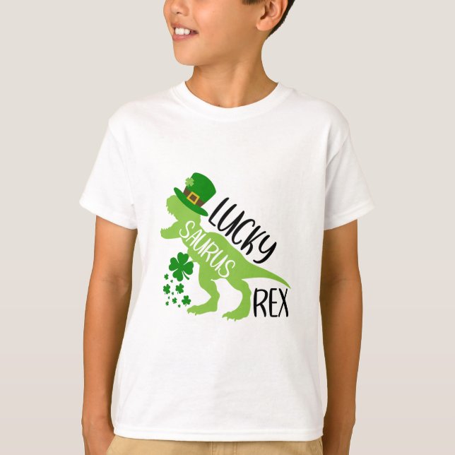 Lucky Saurus Rex - St. Patrick's Day Dinosaur T-Shirt (Vorderseite)