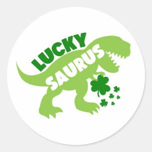 Lucky Saurus ☘️ 🦖 Runder Aufkleber