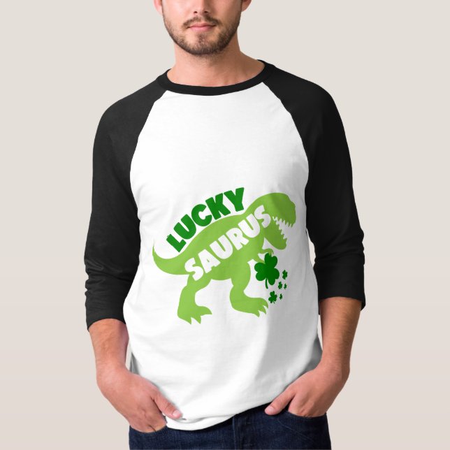 Lucky Saurus - St. Patrick's Day Dino T-Shirt (Vorderseite)