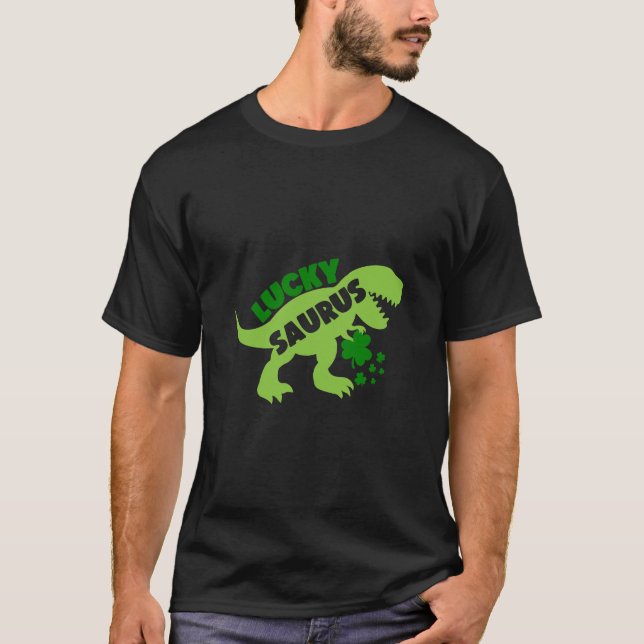 Lucky Saurus - St. Patrick's Day Dino T-Shirt (Vorderseite)