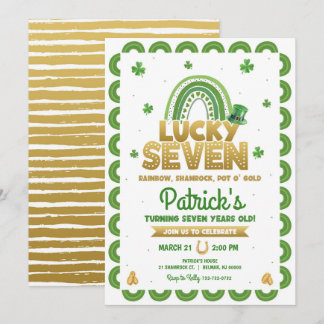 Lucky Seven Birthday Einladung St Patty's Day