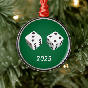Lucky Seven Dice Roll Silbernes Ornament
