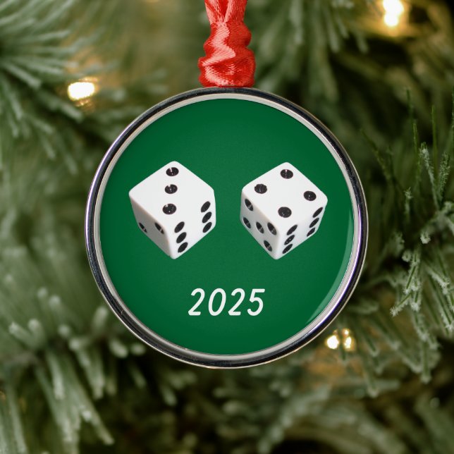 Lucky Seven Dice Roll Silbernes Ornament (Baum)