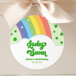 Lucky Seven Rainbow Clolies 7. Geburtstagsparty Runder Aufkleber