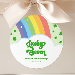 Lucky Seven Rainbow Clolies 7. Geburtstagsparty Runder Aufkleber