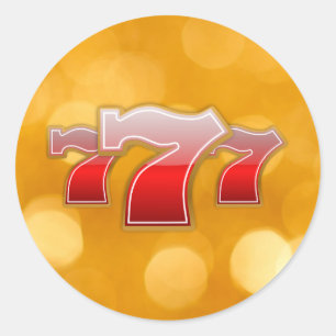 Lucky Seven - Rote Sieben im goldenen Hintergrund Runder Aufkleber