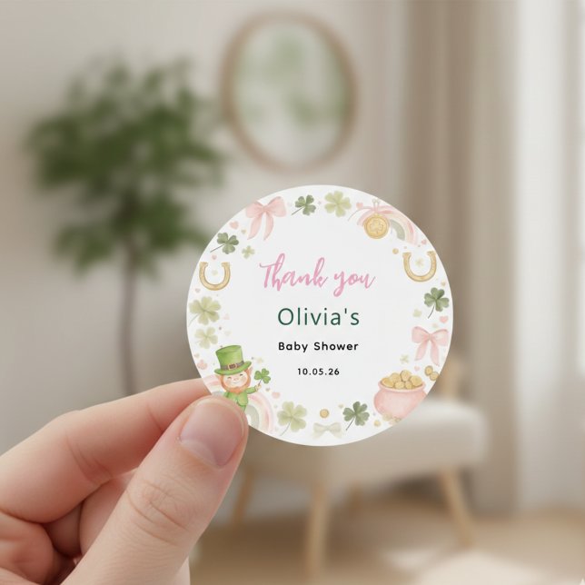 Lucky Shamrock Baby Shower Thank You Favor Sticker (Von Creator hochgeladen)