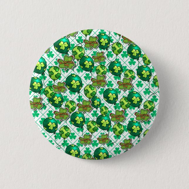 Lucky Shamrock Balloon St. Patrick’s Day Design 🍀 Button (Vorderseite)