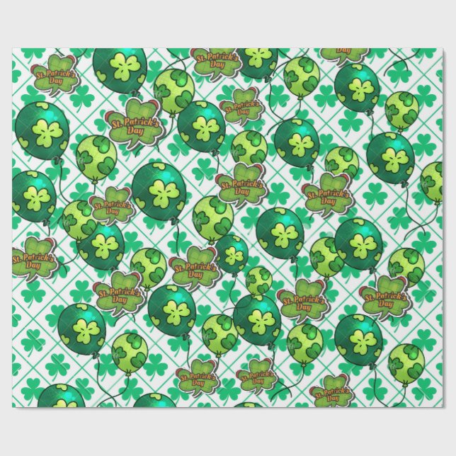 Lucky Shamrock Balloon St. Patrick’s Day Design 🍀 Geschenkpapier (Flach)